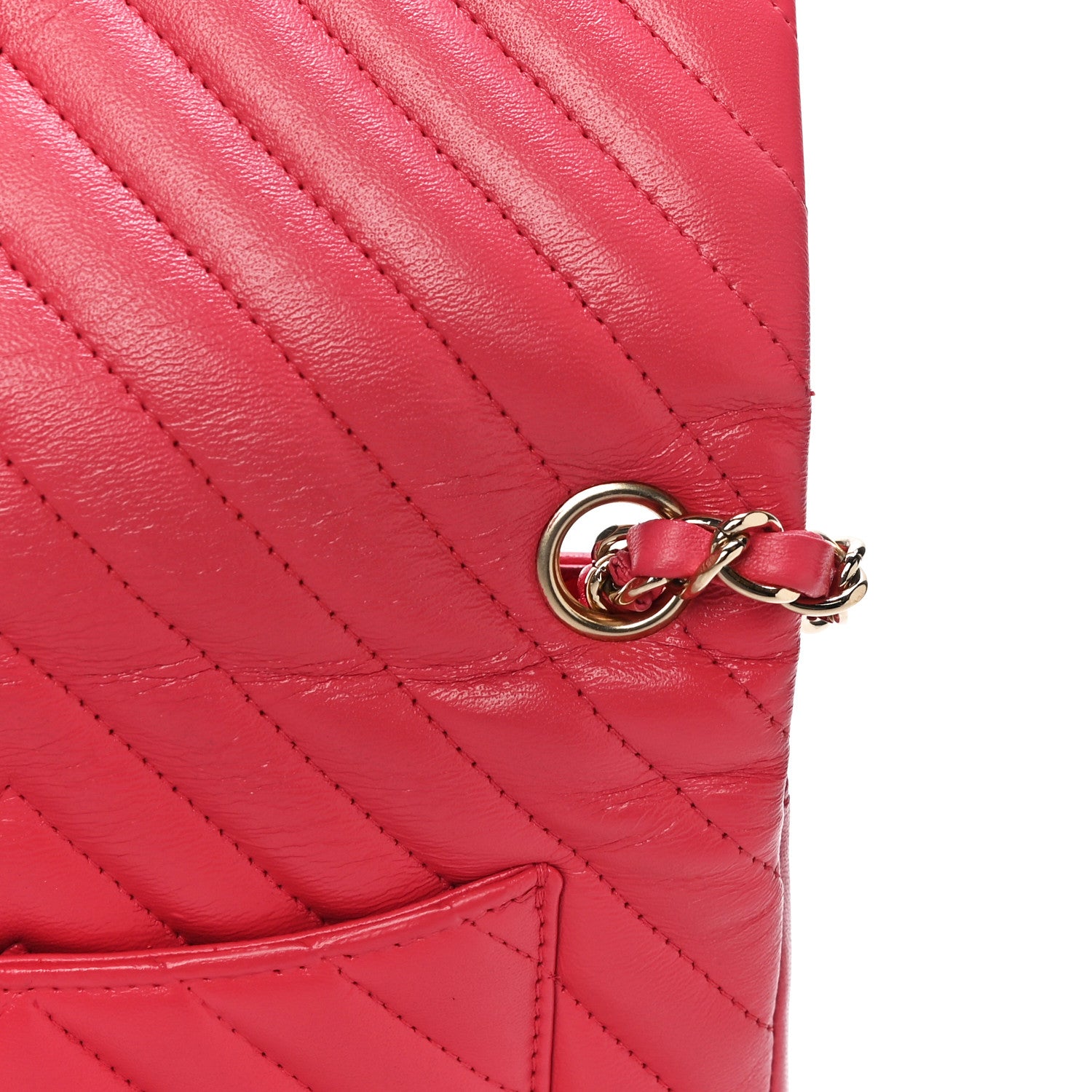 Chanel Lambskin Chevron Quilted Mini Rectangular Flap Dark Pink 14 of 14