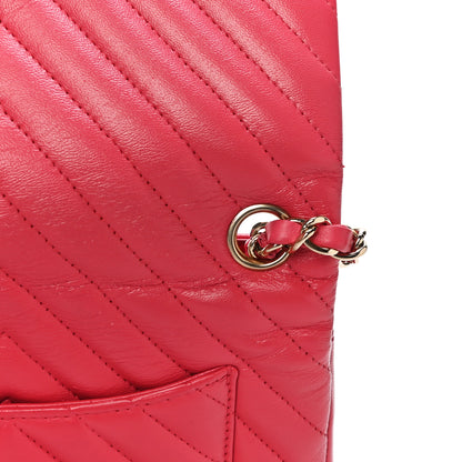 Chanel Lambskin Chevron Quilted Mini Rectangular Flap Dark Pink 14 of 14