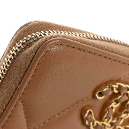 Chanel Lambskin Quilted Chanel 19 Zip Around Coin Purse Wallet Brown 8 of 12