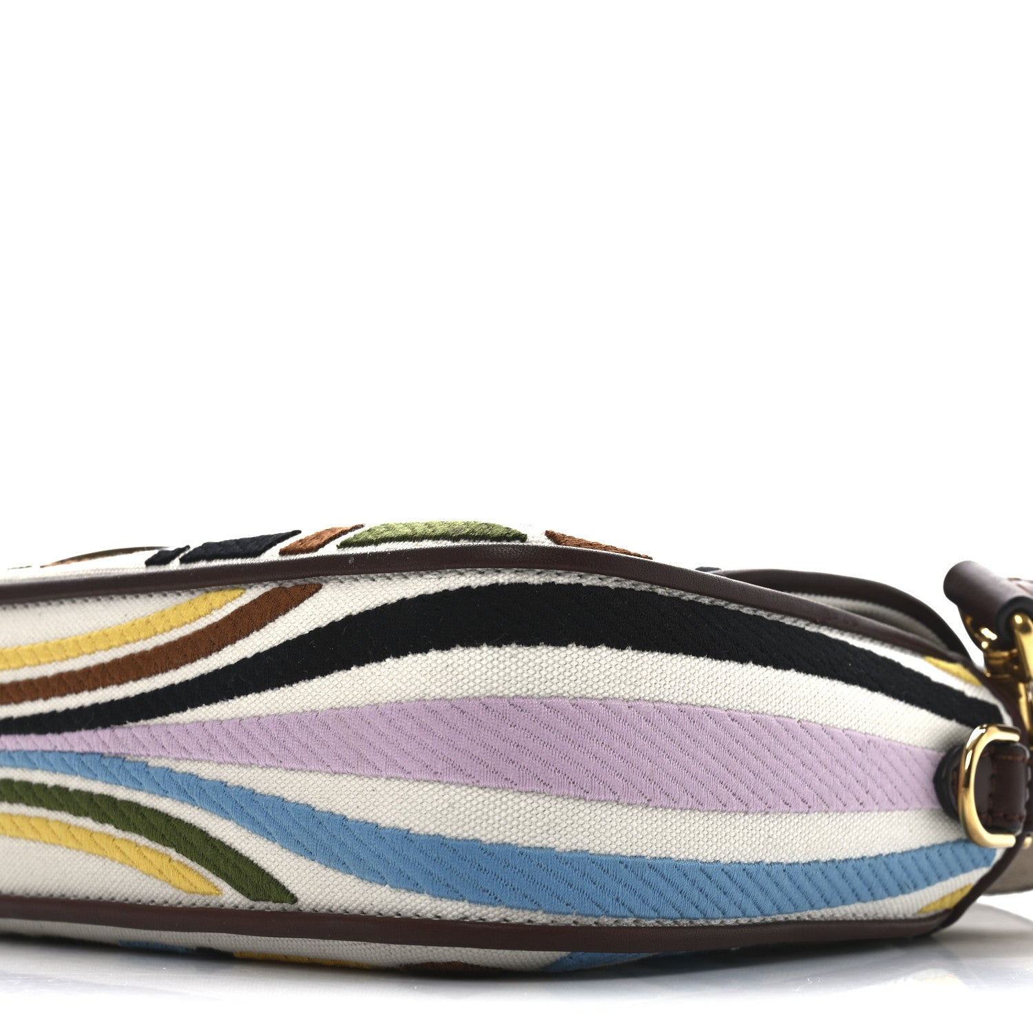 Fendi X SARA COLEMAN Canvas Vitello King Seta FF Fish Eye Embroidered Baguette Grezzo Multicolor Ghianda 9 of 10