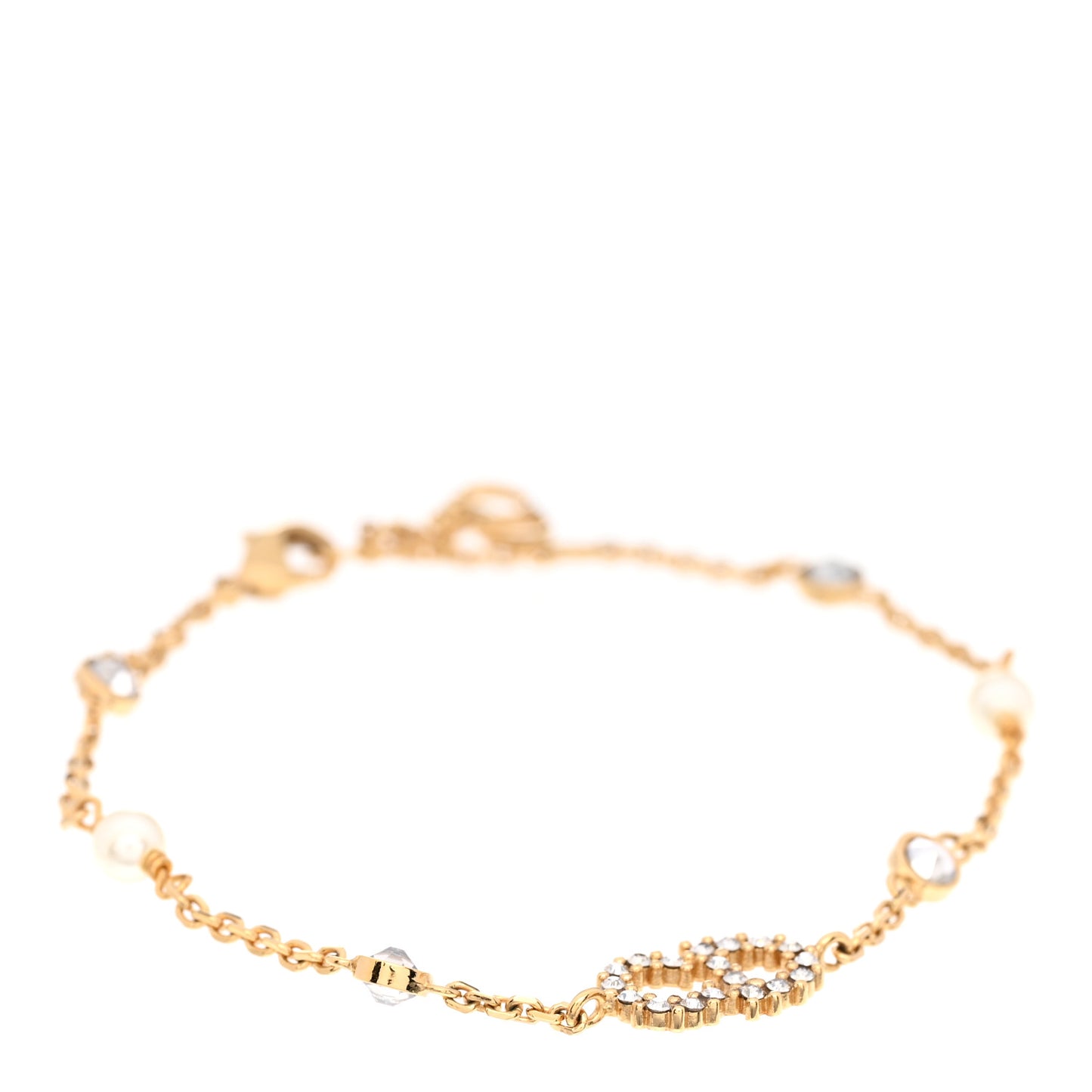 Crystal Pearl Clair D Lune Bracelet Gold