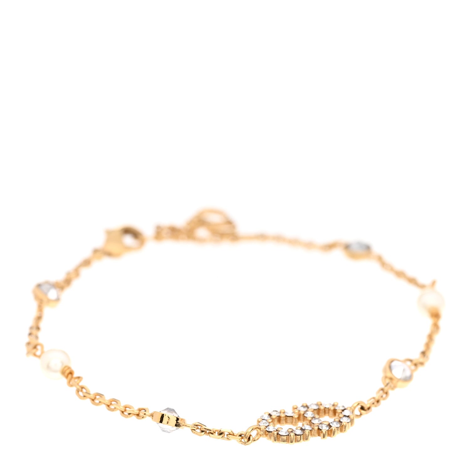 Christian Dior Crystal Pearl Clair D Lune Bracelet Gold 1 of 4