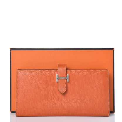 Hermes Chevre Mysore Bearn Gusset Wallet Feu 9 of 9