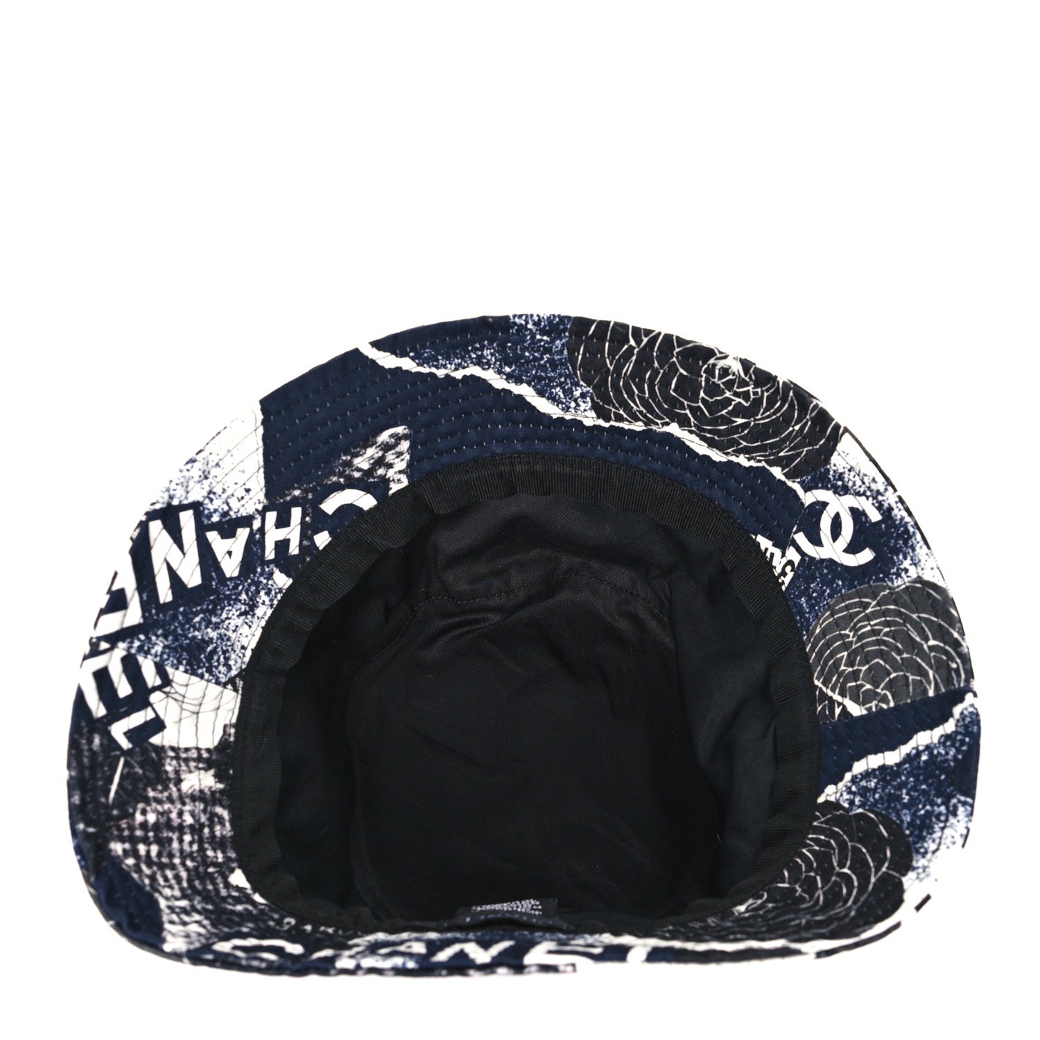 Chanel Cotton Coco Print Bucket Hat L Navy Black White 6 of 7