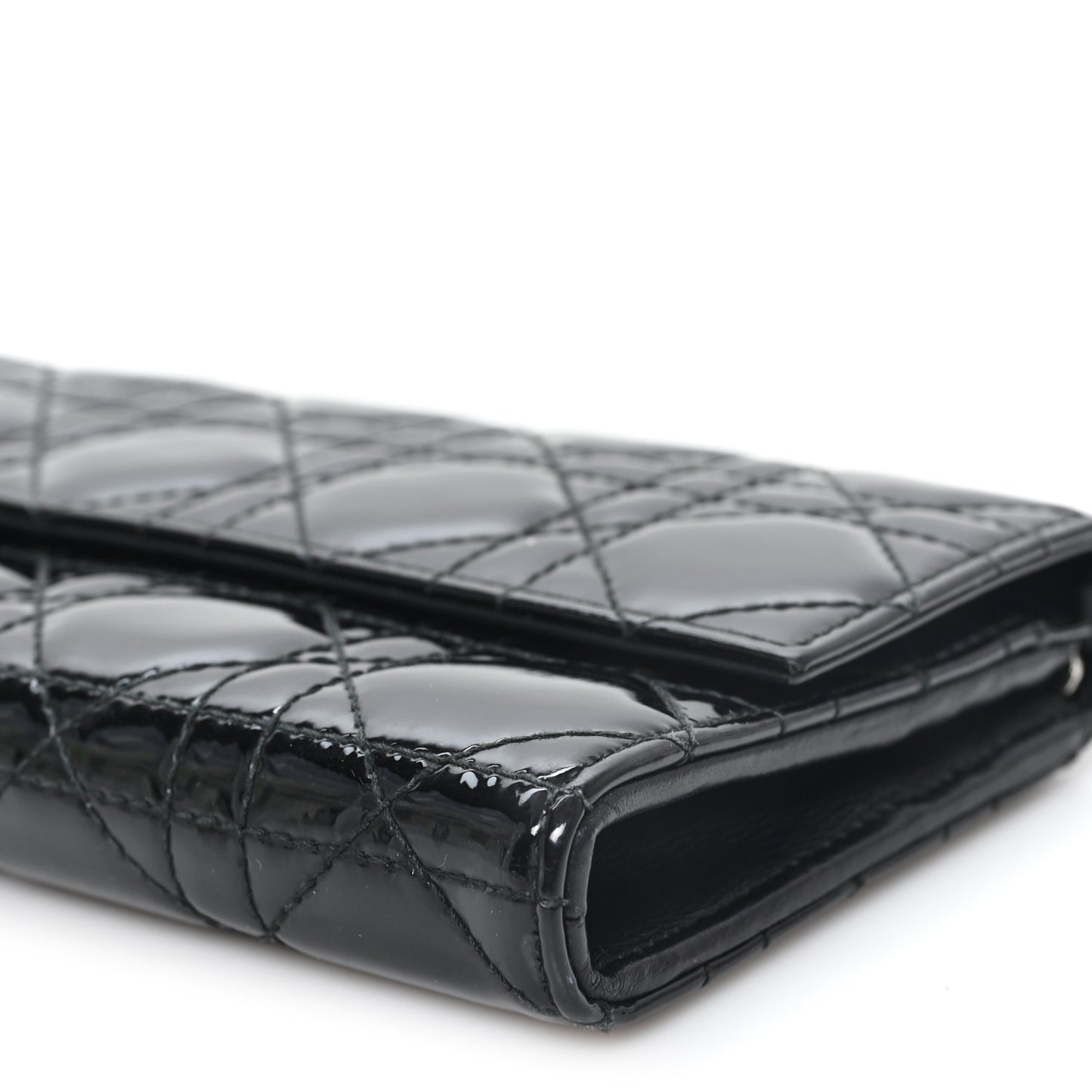 Patent Cannage Lady Dior Rendezvous Wallet On Chain Black