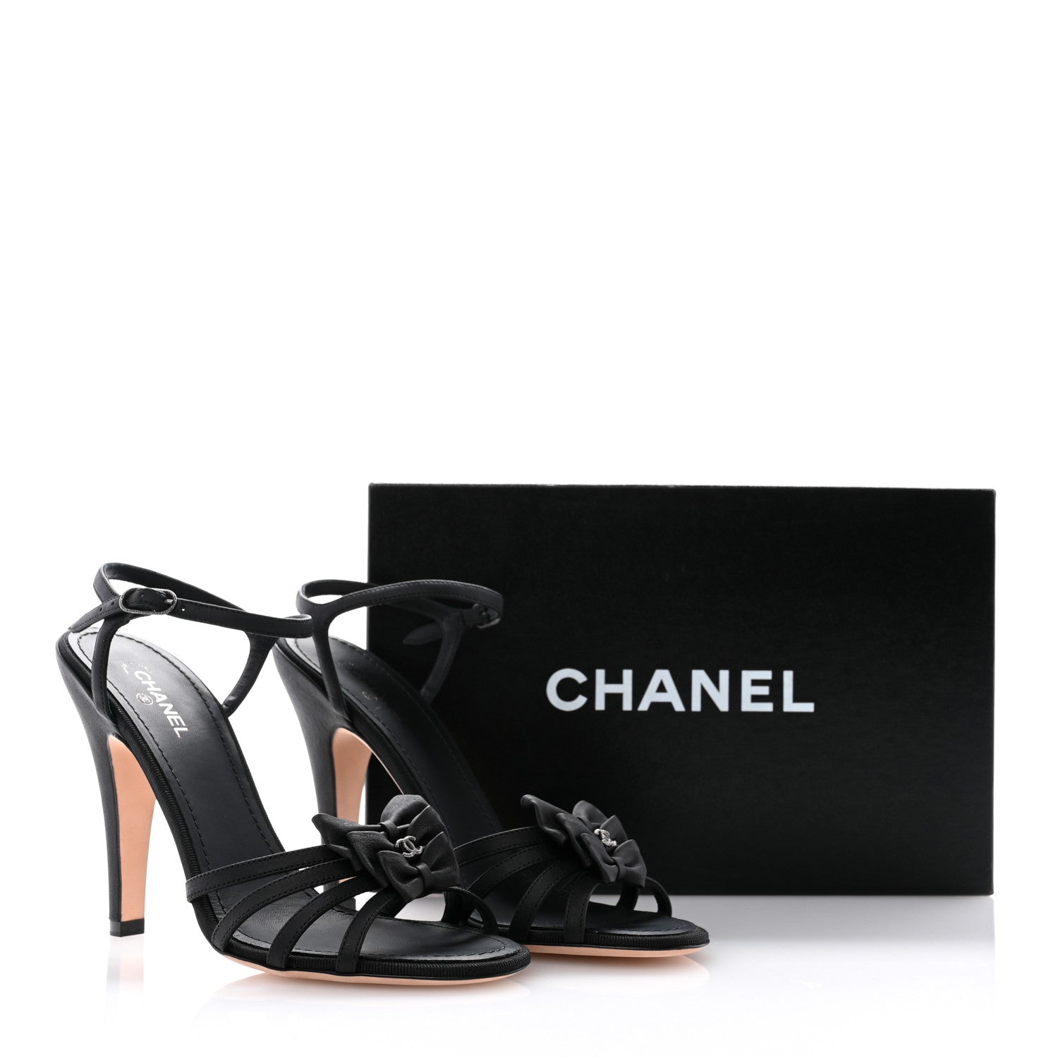 Chanel Lambskin Grosgrain Bow CC Sandals 39 Black 12 of 12