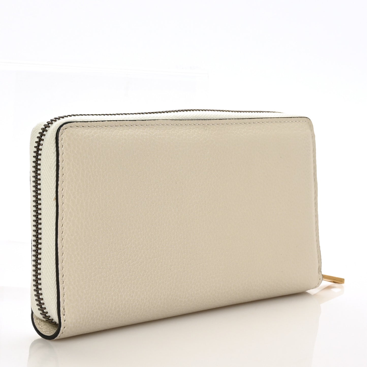 Calfskin Logo Zip Around Wallet White