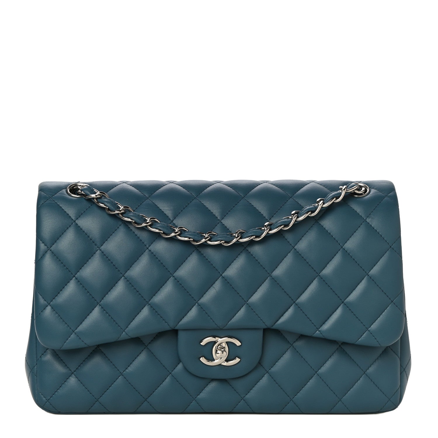 Chanel Lambskin Quilted Jumbo Double Flap Blue 1 of 19