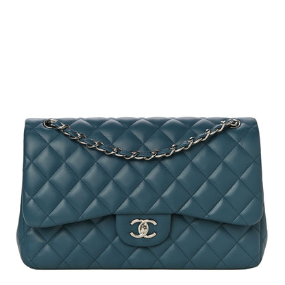 Chanel Lambskin Quilted Jumbo Double Flap Blue 1 of 19