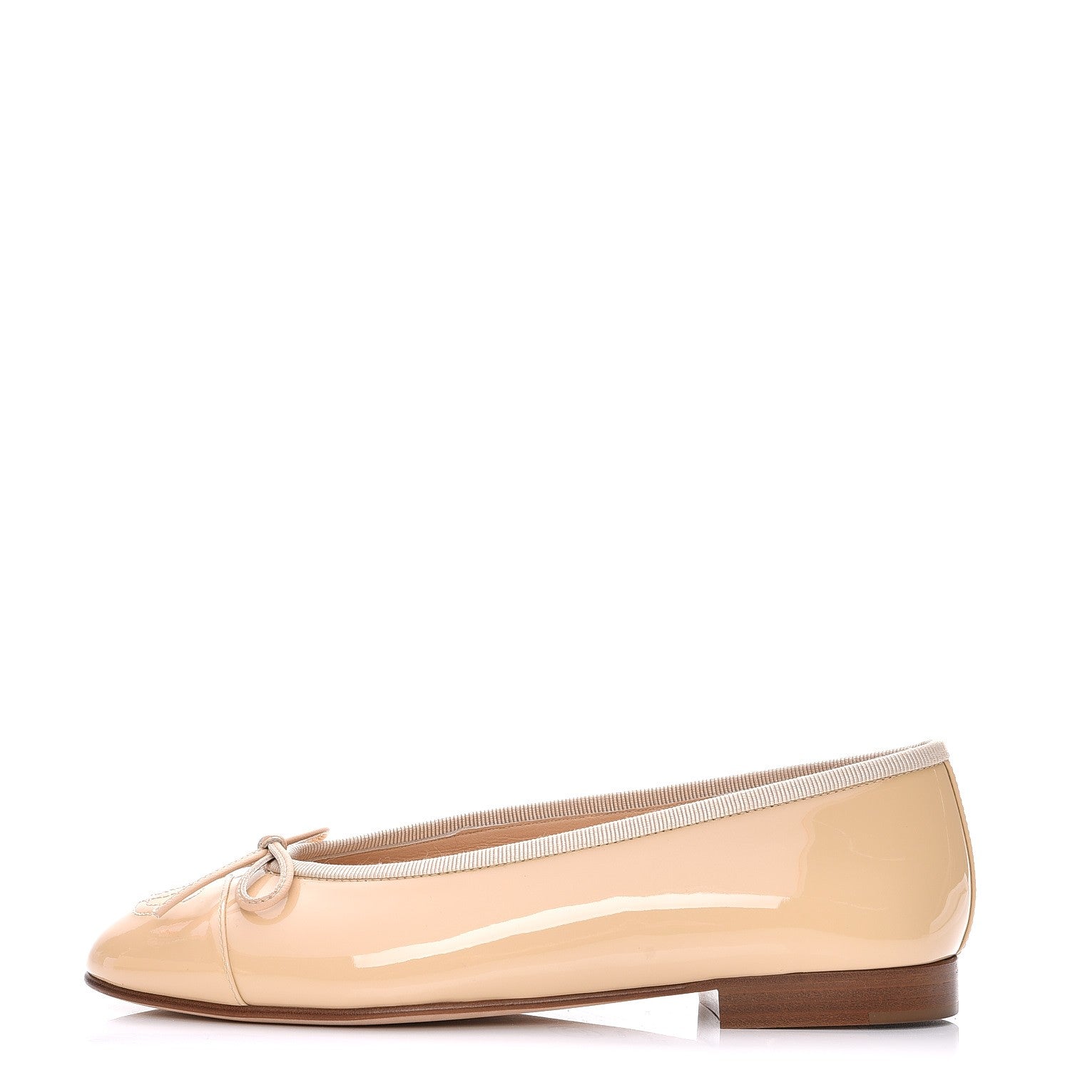 Chanel Patent CC Cap Toe Ballerina Flats 35.5 Beige 1 of 9