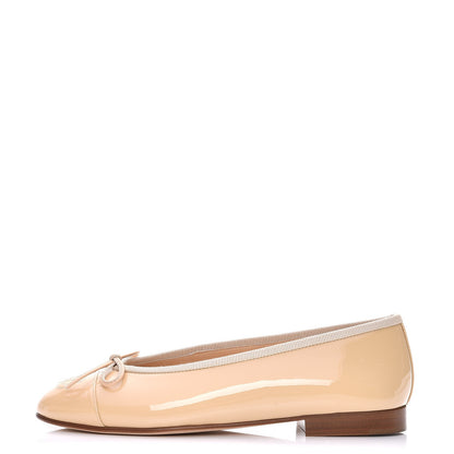 Chanel Patent CC Cap Toe Ballerina Flats 35.5 Beige 1 of 9