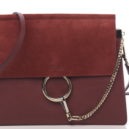 Chloe Calfskin Suede Medium Faye Shoulder Bag Plum Purple 10 of 10