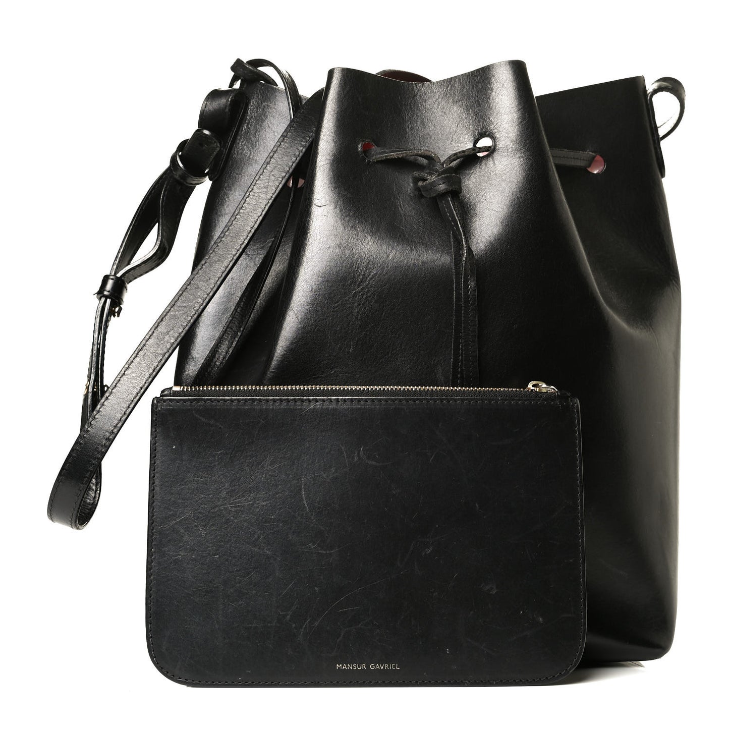 Vegetable Tanned Calfskin Bucket Bag Black Flamma
