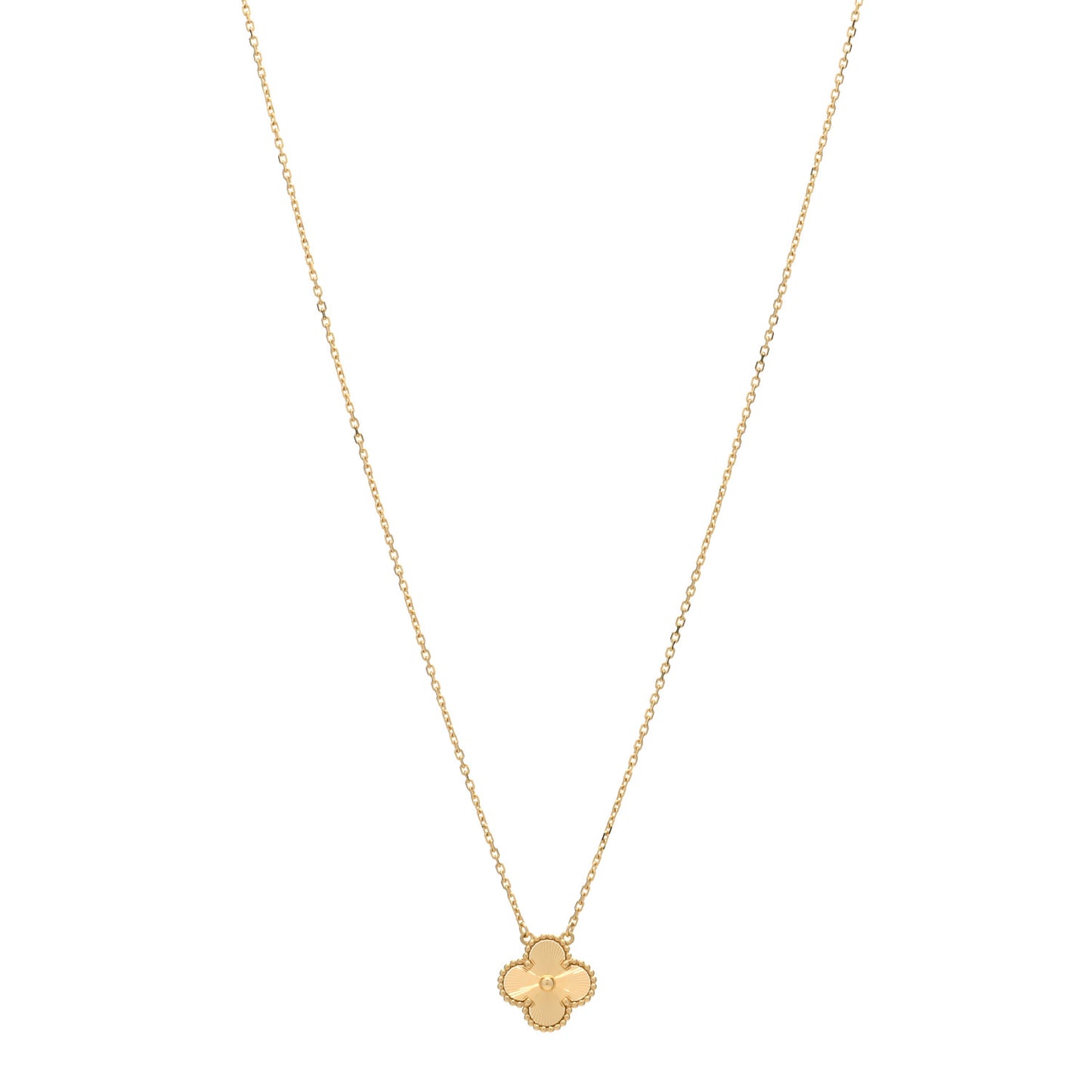 18K Yellow Gold Guilloche Vintage Alhambra Pendant Necklace