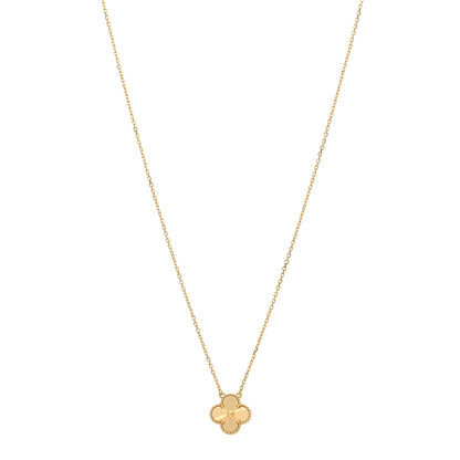 Van Cleef & Arpels 18K Yellow Gold Guilloche Vintage Alhambra Pendant Necklace 1 of 3