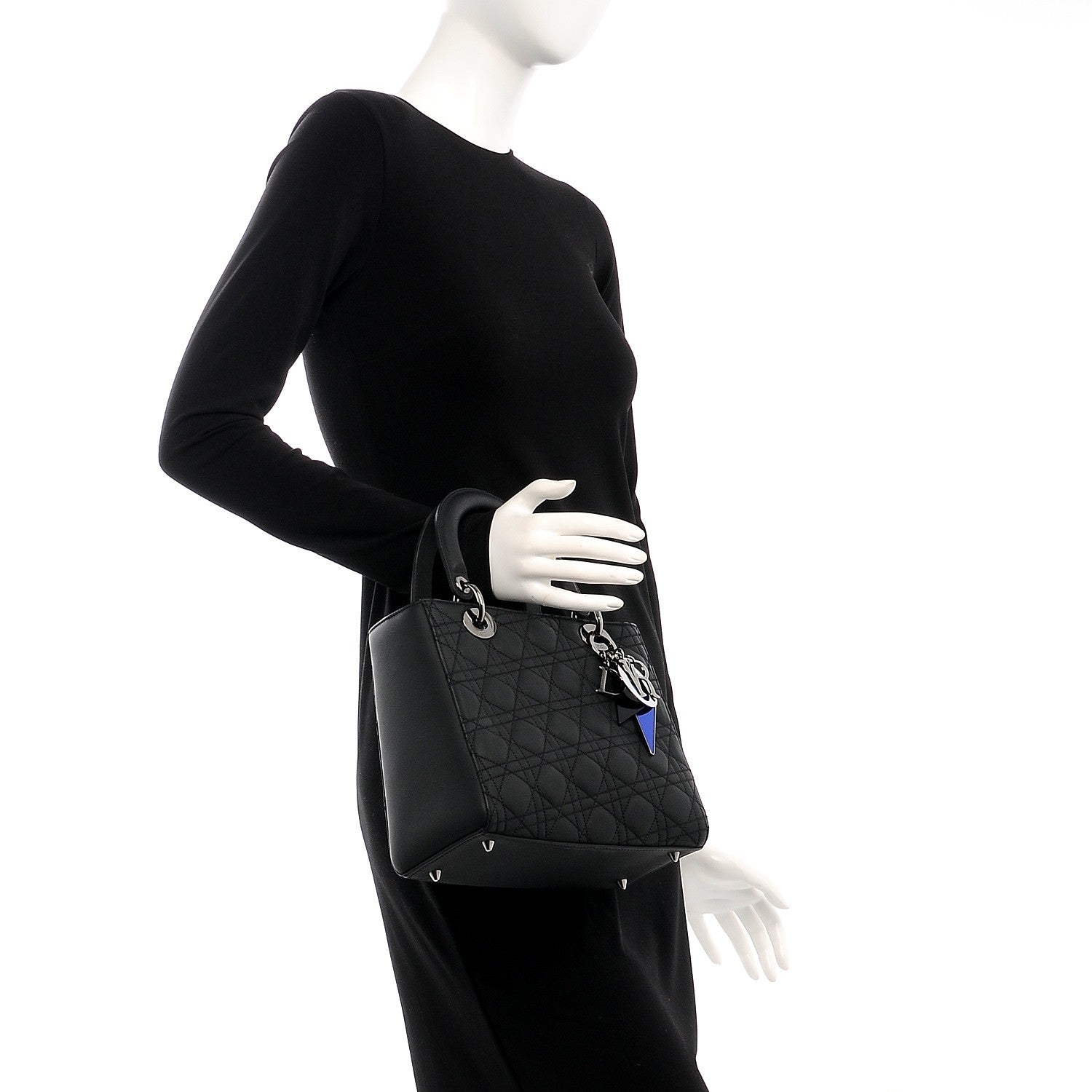 Christian Dior Calfskin Cannage Medium Anselm Reyle Lady Dior Matte Black 3 of 10