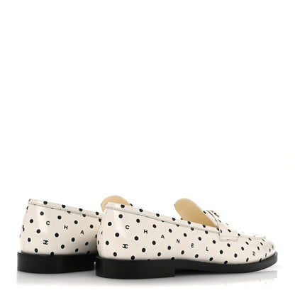 Chanel Printed Calfskin CC Dots Moccasin Loafers 36 Ivory Black 5 of 10