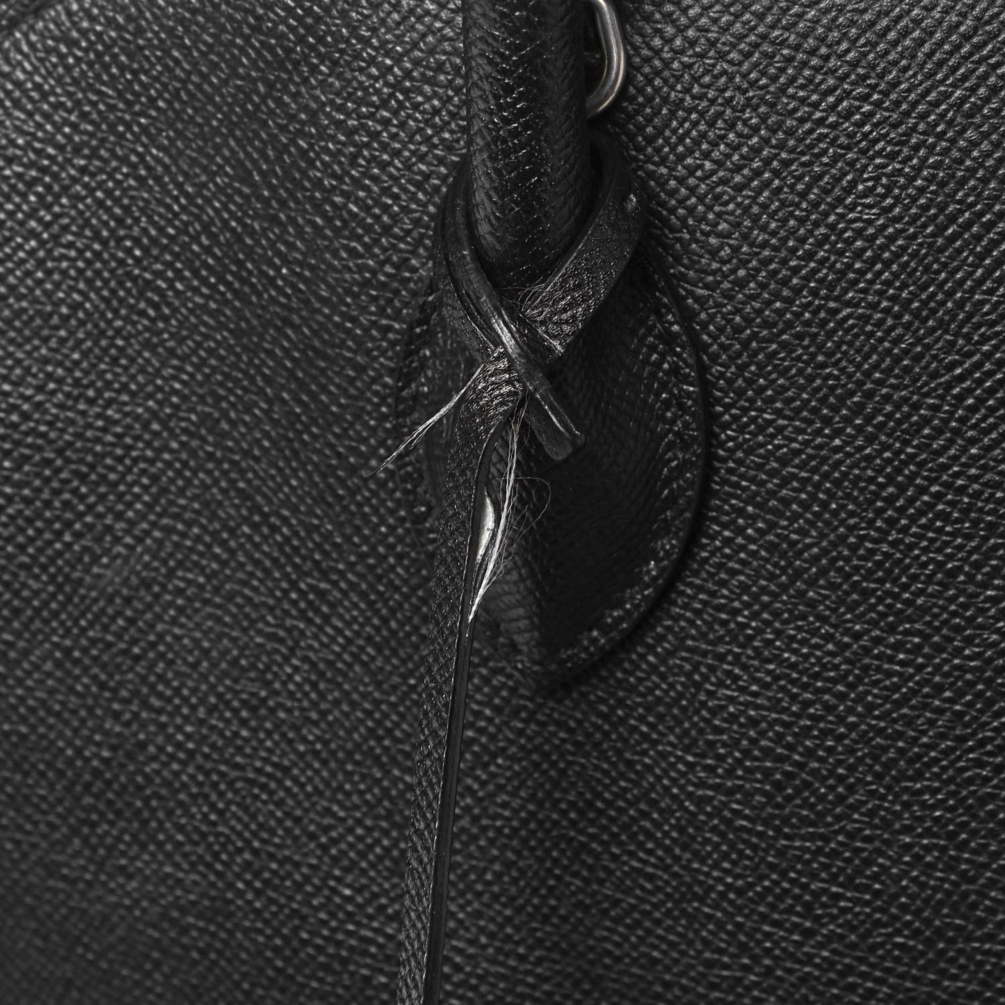 Signature Grained Calfskin Logo M Ville Top Handle Bag Black Rose Shocking