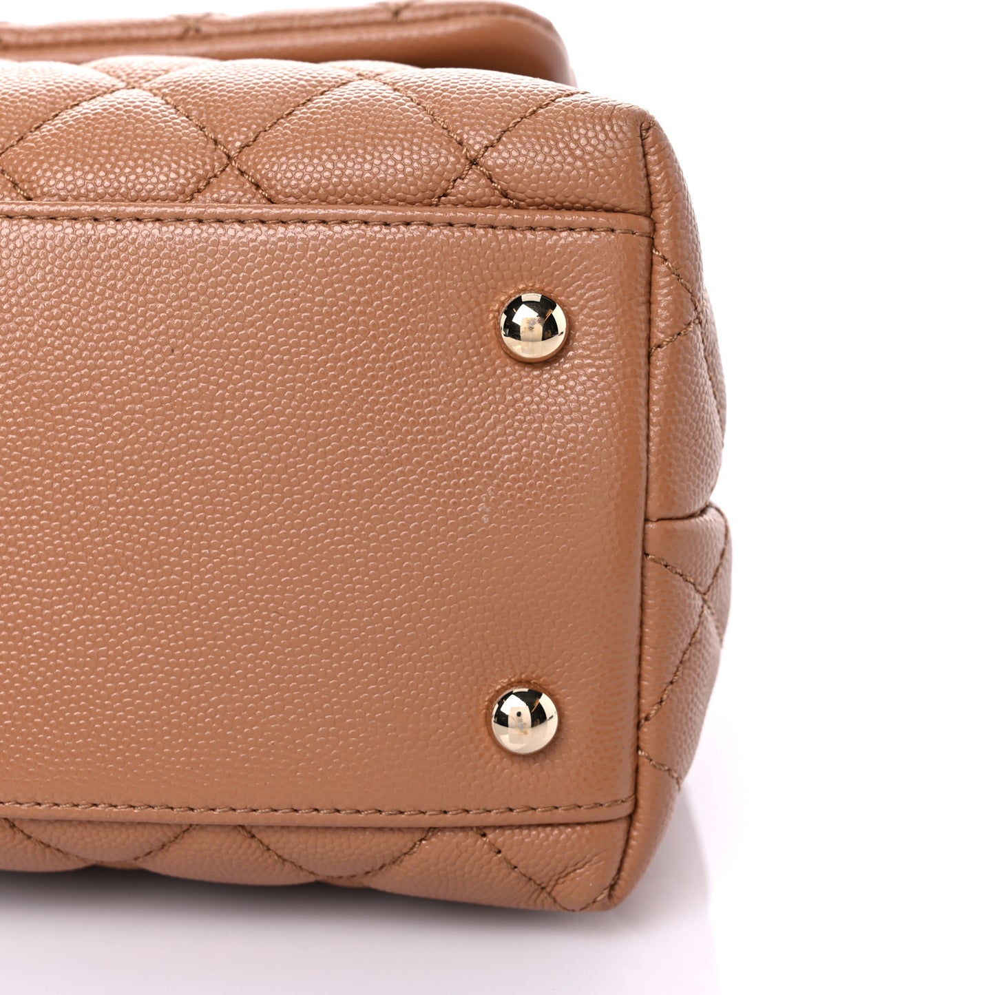 Caviar Quilted Small Coco Handle Flap Brown