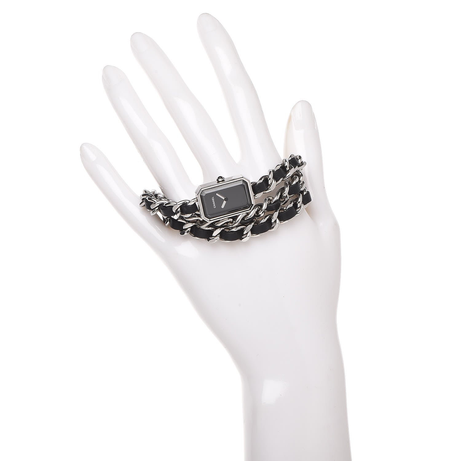 Chanel Stainless Steel Lambskin 16mm Premiere Rock Triple Row Quartz Watch Black 2 of 6