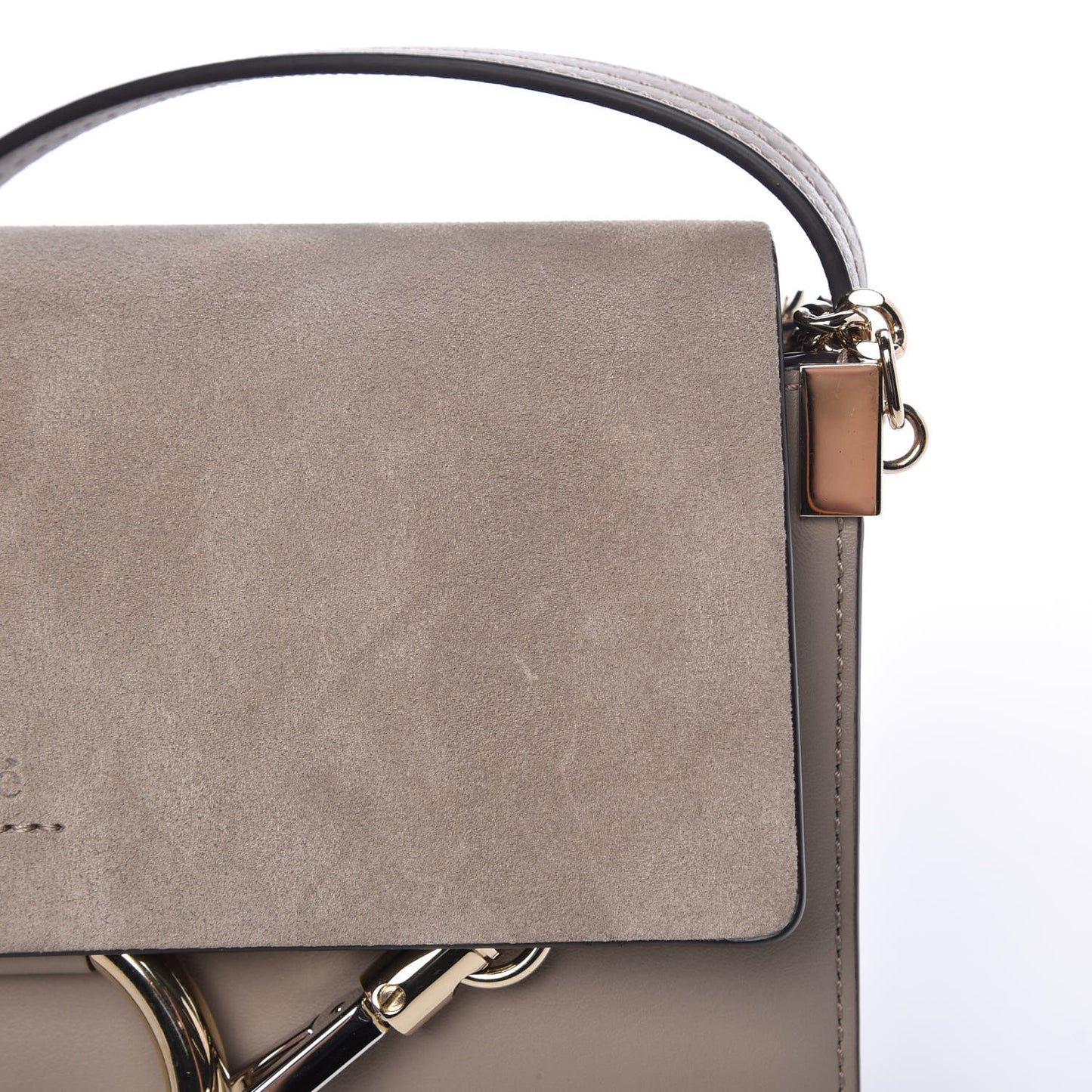Suede Calfskin Small Faye Shoulder Bag Motty Grey