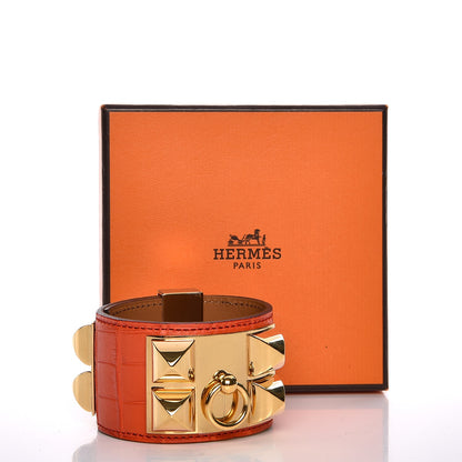 Hermes Matte Alligator Collier De Chien CDC Bracelet S Poppy 8 of 8