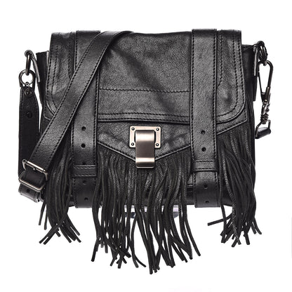 Proenza Schouler Lambskin Fringe PS1 Crossbody Pouch Black 1 of 11