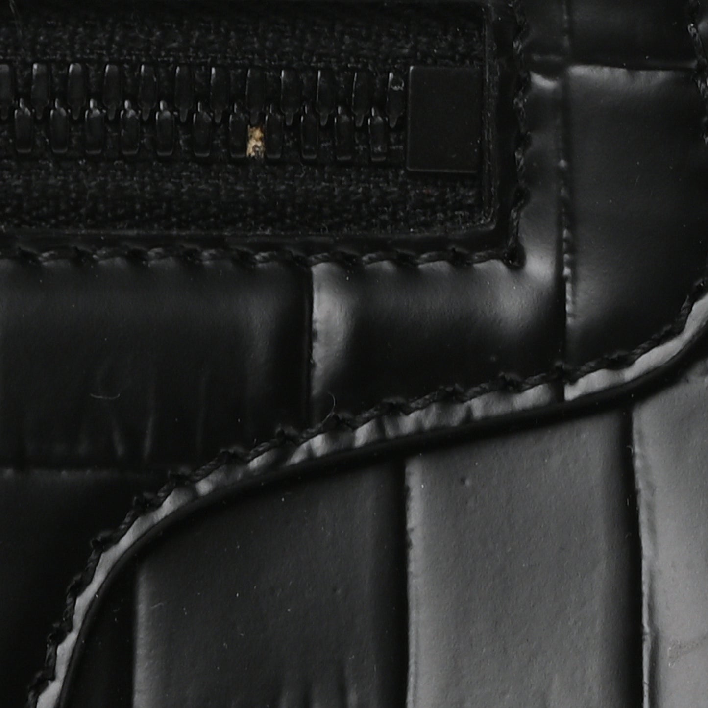 Semi Shiny Calfskin Crocodile Embossed Neo Classic Black Hardware City Black