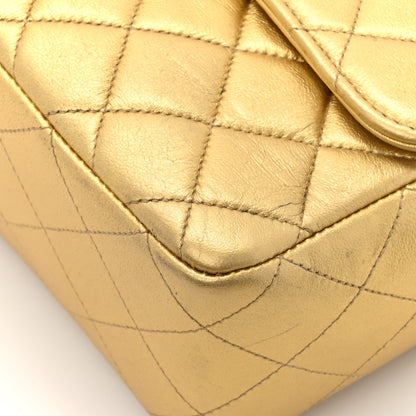 Chanel Metallic Lambskin Quilted Parent Child Kelly Flap Gold 28 of 29