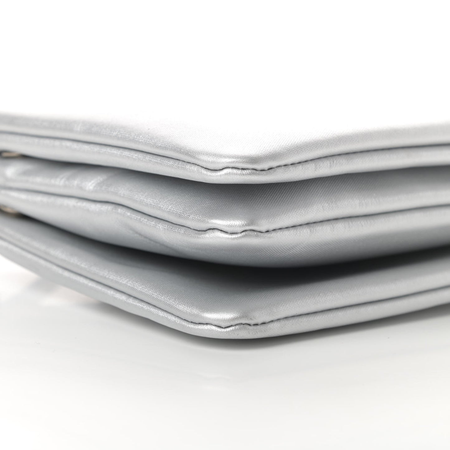 Metallic Lambskin Small Trio Crossbody Bag Silver