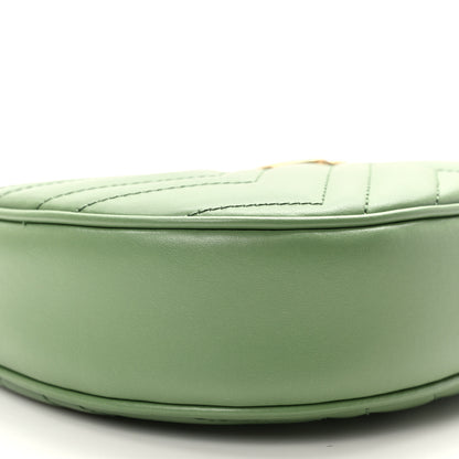 Gucci Calfskin Matelasse Chevron Mini GG Marmont Half Moon Hobo Salamander Green 7 of 9