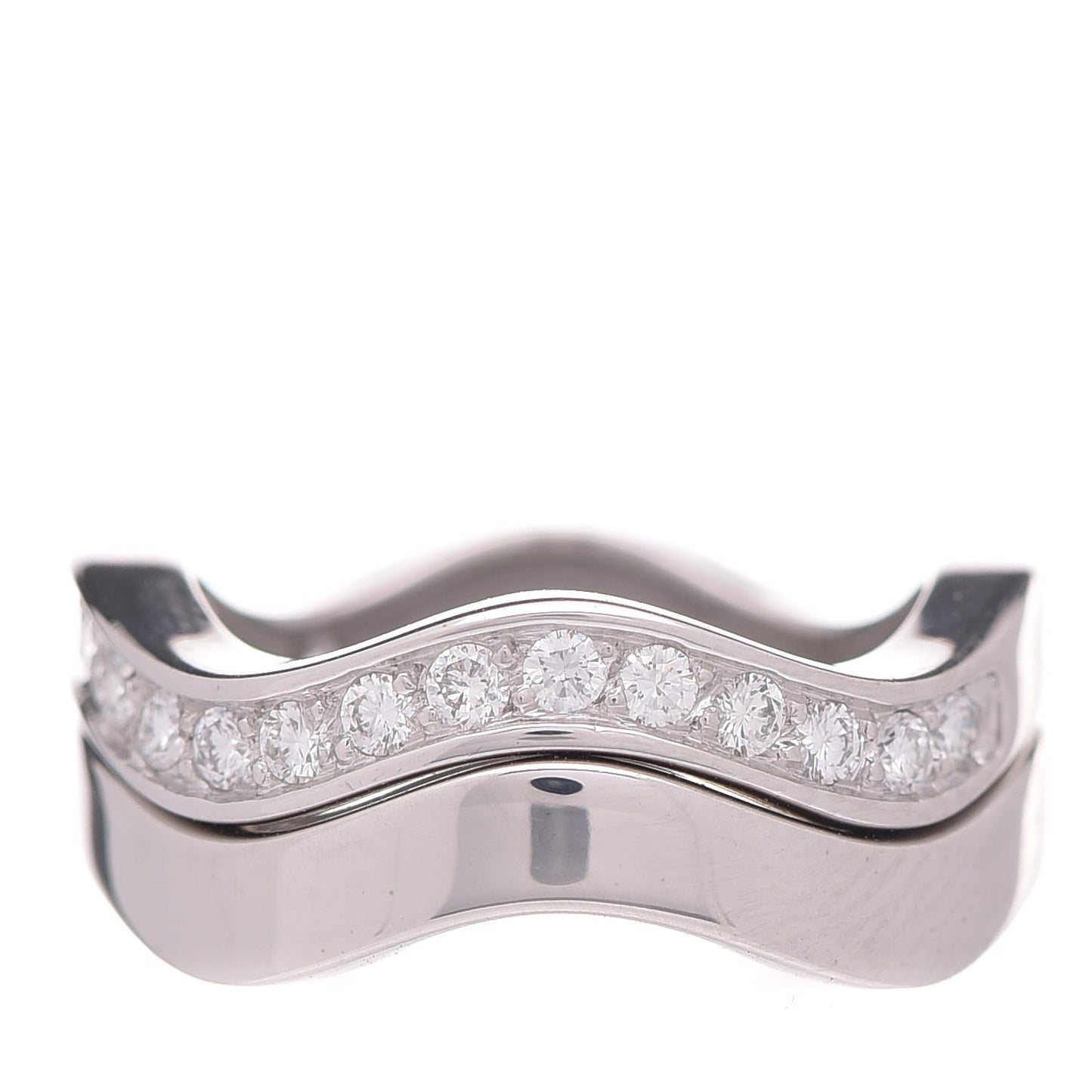 18K White Gold Diamond 2 Neptune Band Rings 49 4.75