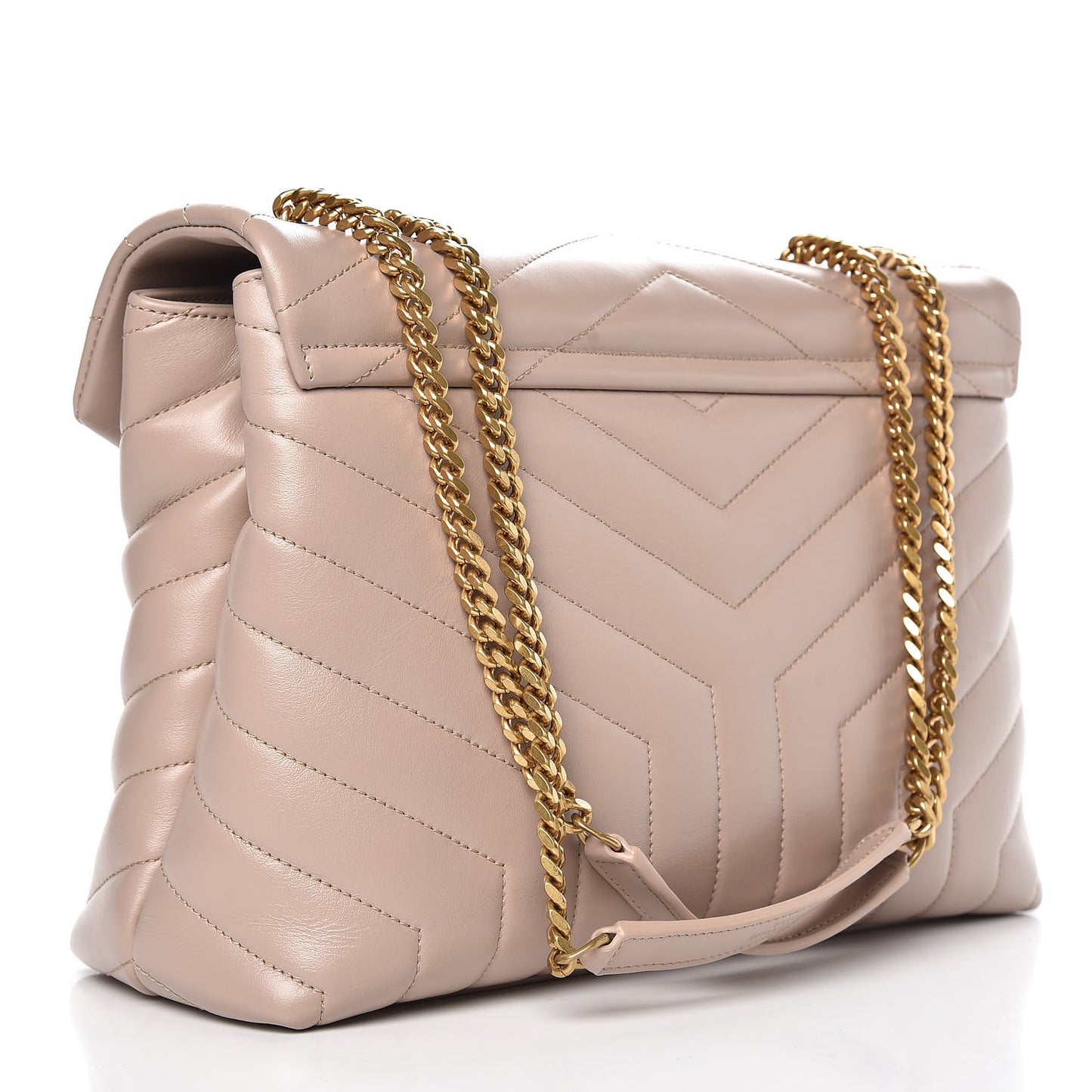 Calfskin Y Quilted Monogram Medium Loulou Chain Satchel Light Natural