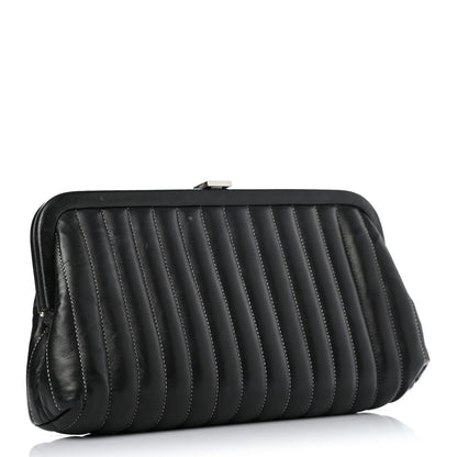 Chanel Lambskin Vertical Quilted Mademoiselle Clutch Black 3 of 7