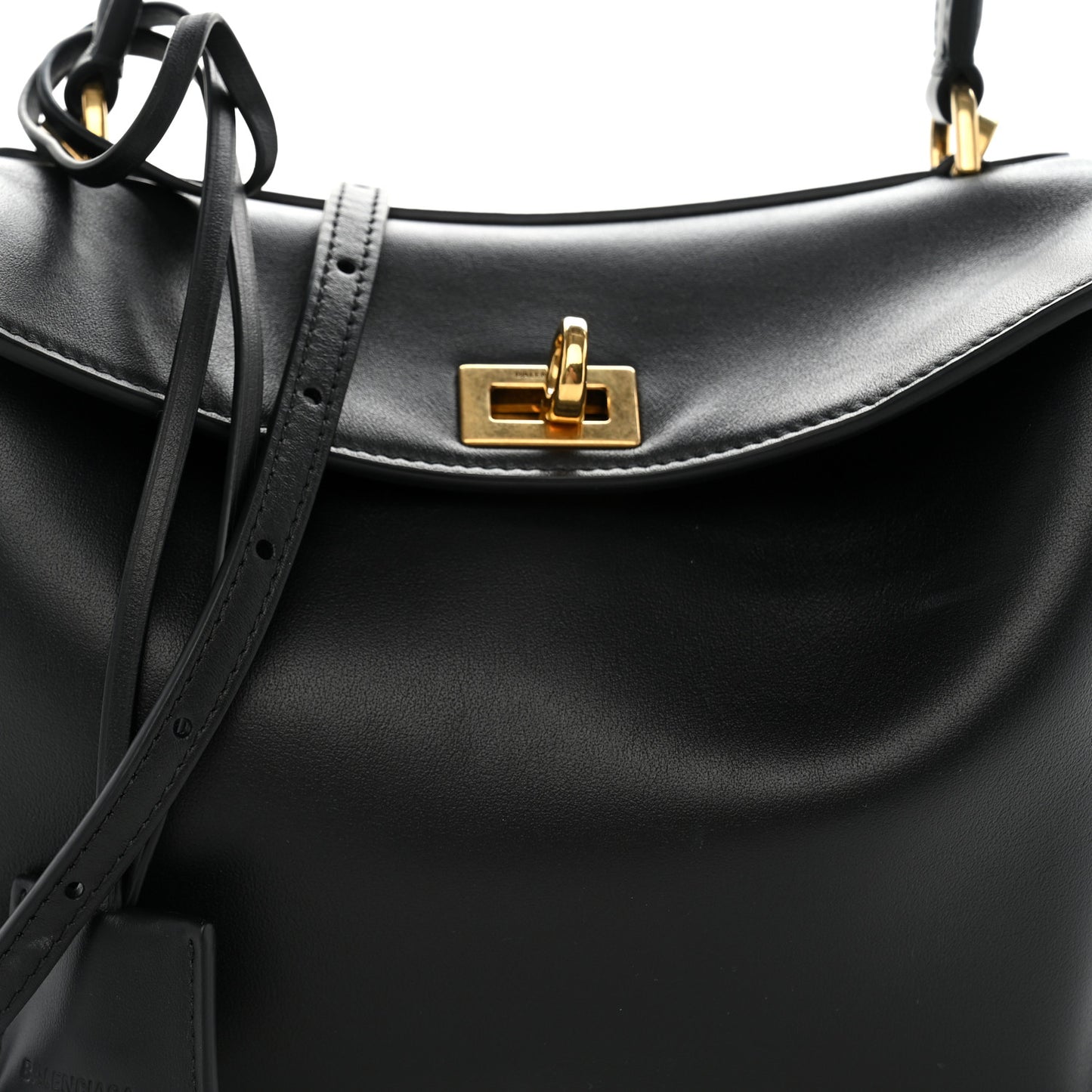 Natural Smooth Calfskin Mini Rodeo Top Handle Handbag Black
