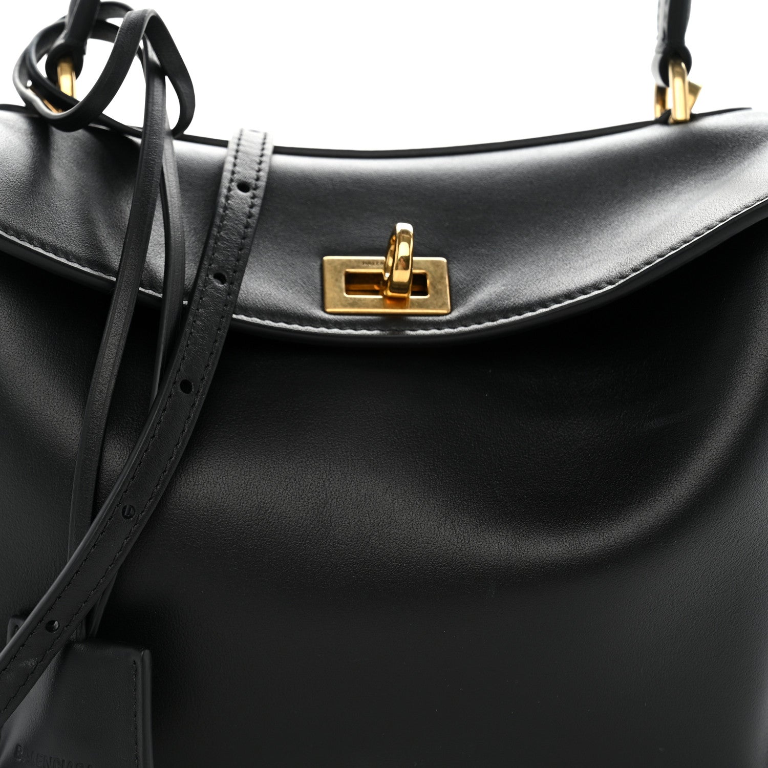 Balenciaga Natural Smooth Calfskin Mini Rodeo Top Handle Handbag Black 8 of 10