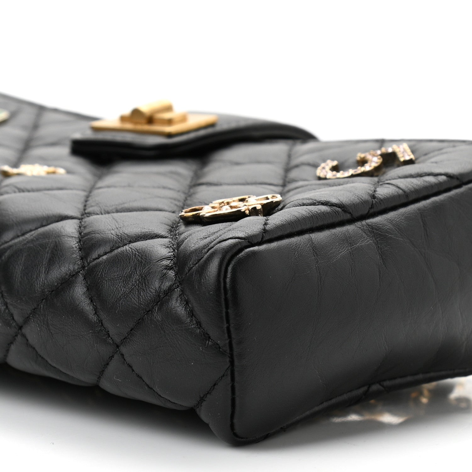 Chanel Aged Calfskin Lucky Charms 2.55 Reissue Mini Clutch With Chain Black 10 of 10