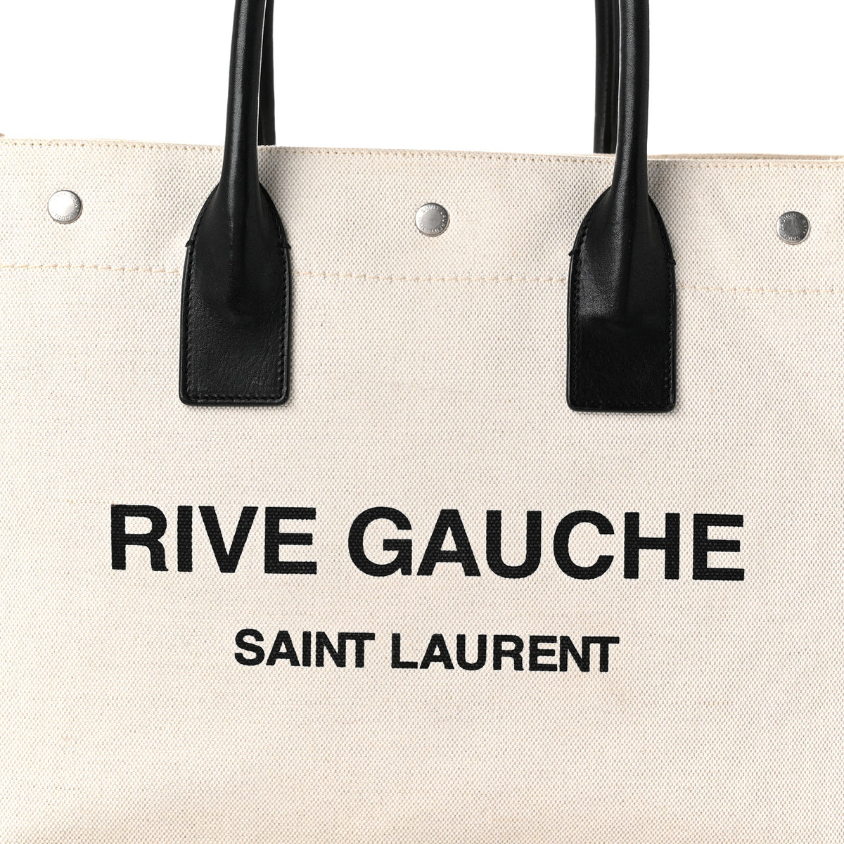 Linen Calfskin Small Rive Gauche Tote Greggio Natural