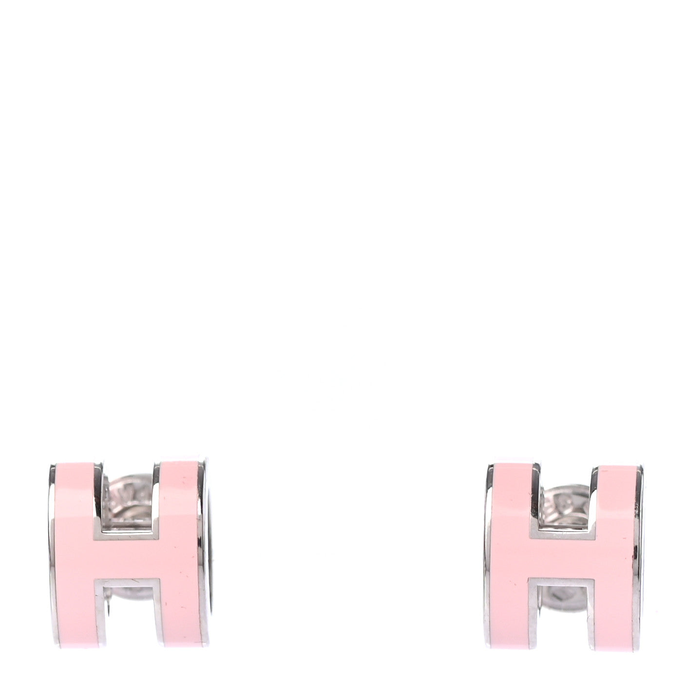 Palladium Lacquered Mini Pop H Earrings Rose Dragee