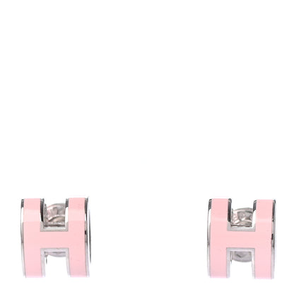Hermes Palladium Lacquered Mini Pop H Earrings Rose Dragee 1 of 4
