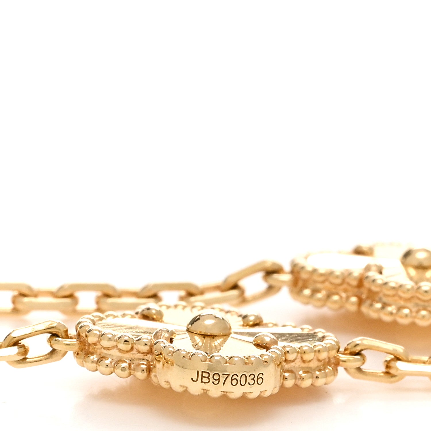 Van Cleef & Arpels 18K Yellow Gold Diamond 5 Motifs Guilloche Vintage Alhambra Bracelet 4 of 4