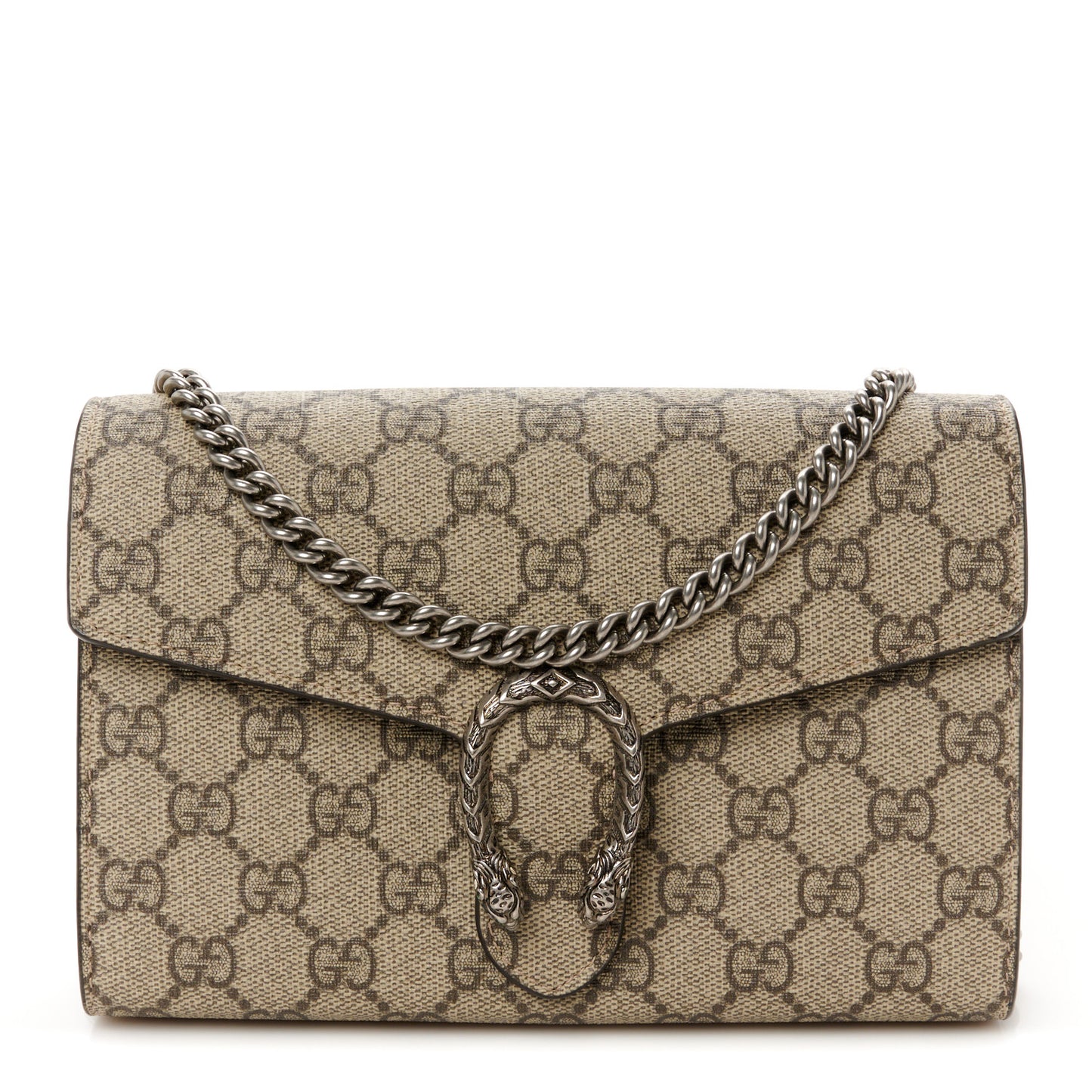 GG Supreme Monogram Mini Dionysus Chain Wallet Beige Taupe