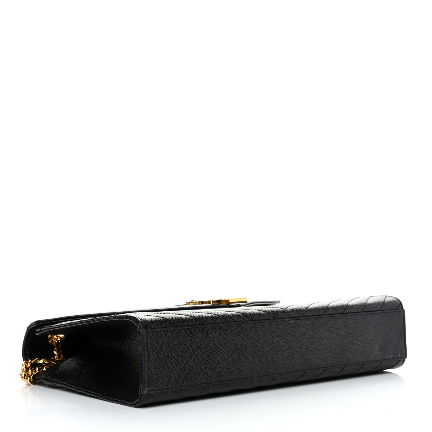 Saint Laurent Grain De Poudre Matelasse Chevron Large Monogram Satchel Black 4 of 14