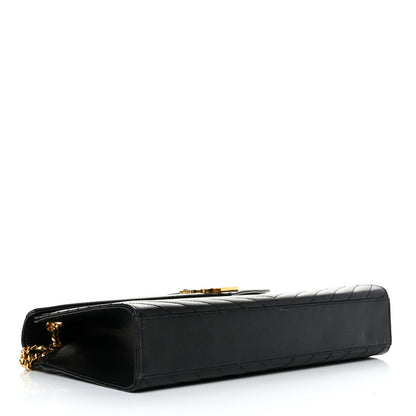 Saint Laurent Grain De Poudre Matelasse Chevron Large Monogram Satchel Black 4 of 14