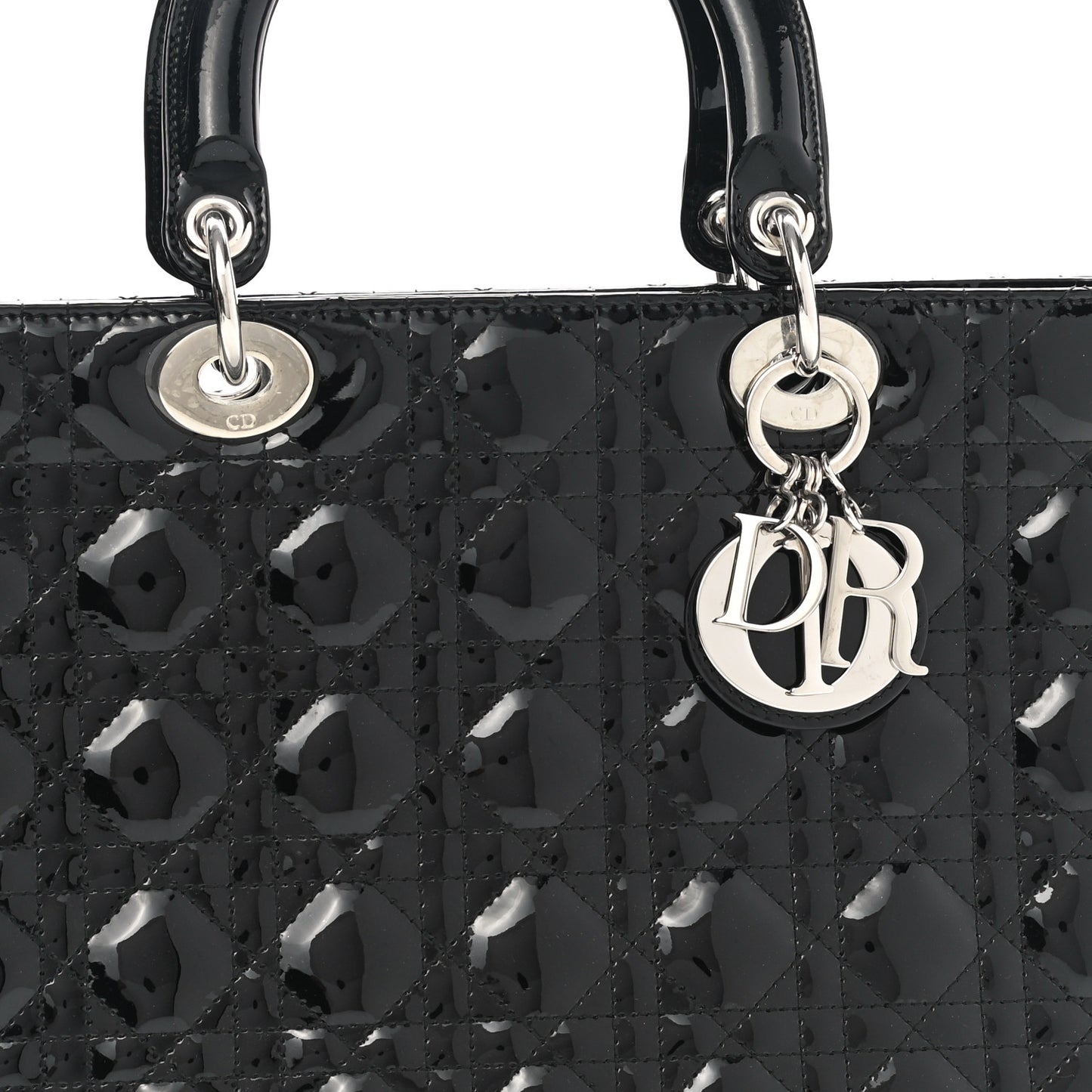 Patent Cannage Large Lady Dior Black