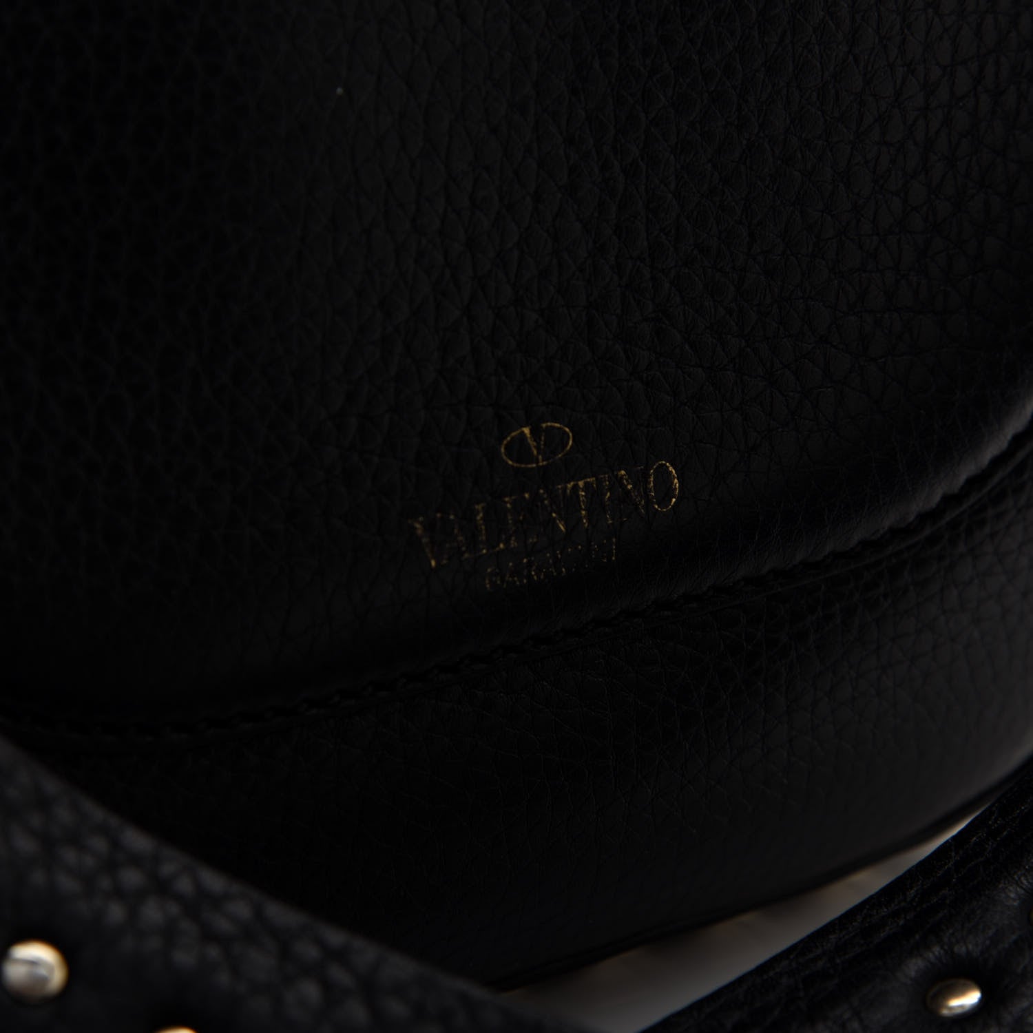 Valentino Garavani Vitello Large Rockstud Halfmoon Saddle Bag Black 5 of 11