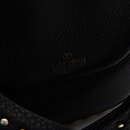 Valentino Garavani Vitello Large Rockstud Halfmoon Saddle Bag Black 5 of 11