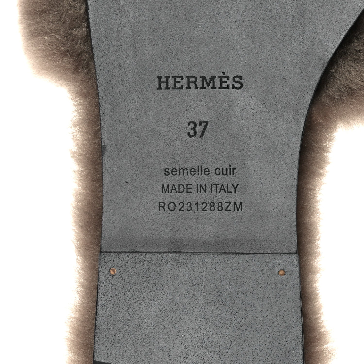 Hermes Woolskin Oran Sandals 37 Etoupe 8 of 10