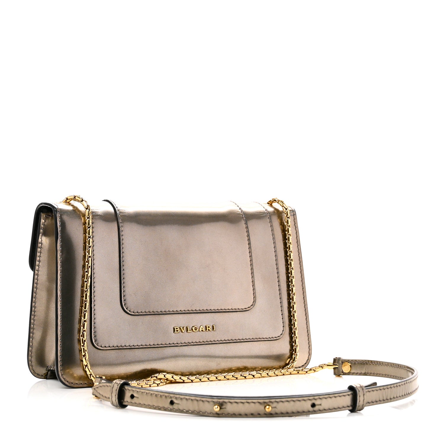 Bulgari Metallic Serpenti Forever Small Shoulder Bag Silver 3 of 9