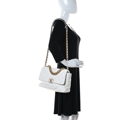 Chanel Lambskin Quilted Large Chanel 19 Flap White 2 of 13